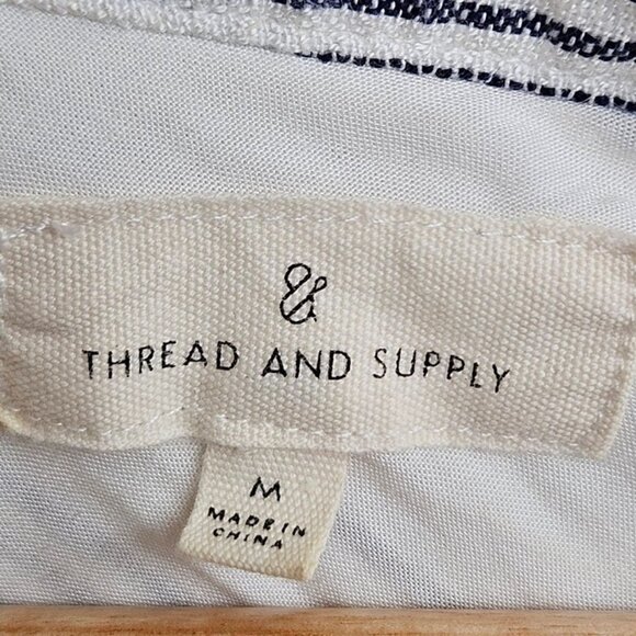 Thread & Supply (Anthropologie) Striped Shirt Dress V-Neck Pocket size M - Picture 8 of 9